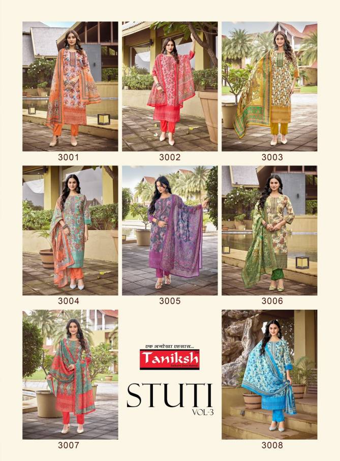 Stuti Vol 3 By Taniksh Embroidery Printed Kurti With Bottom Dupatta Wholesale Price In Surat